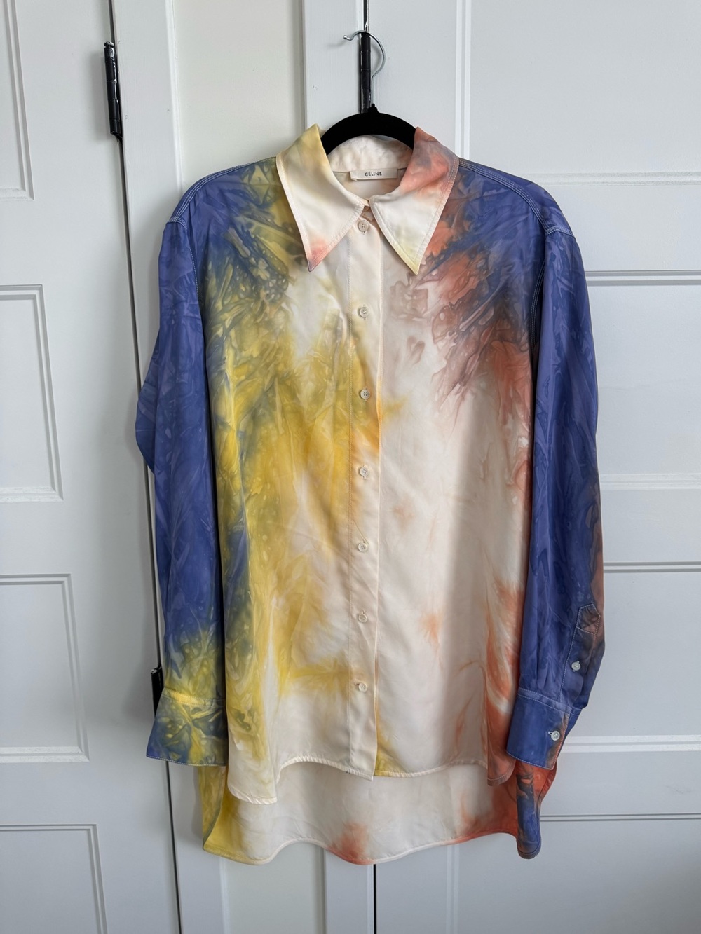 Celine Phoebe Philo 2018 Resort Collection Look 26 Tie-Dye Button Up Top FR 40
